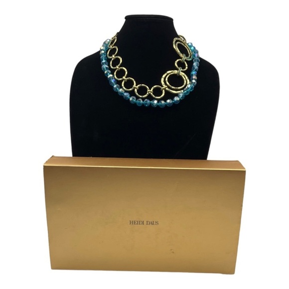 NIB Heidi Daus Gold New Wave Convertible 2 PC Necklace Set